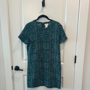 Adrienne Vittadini Teal and Blue Patterned Mini Dress